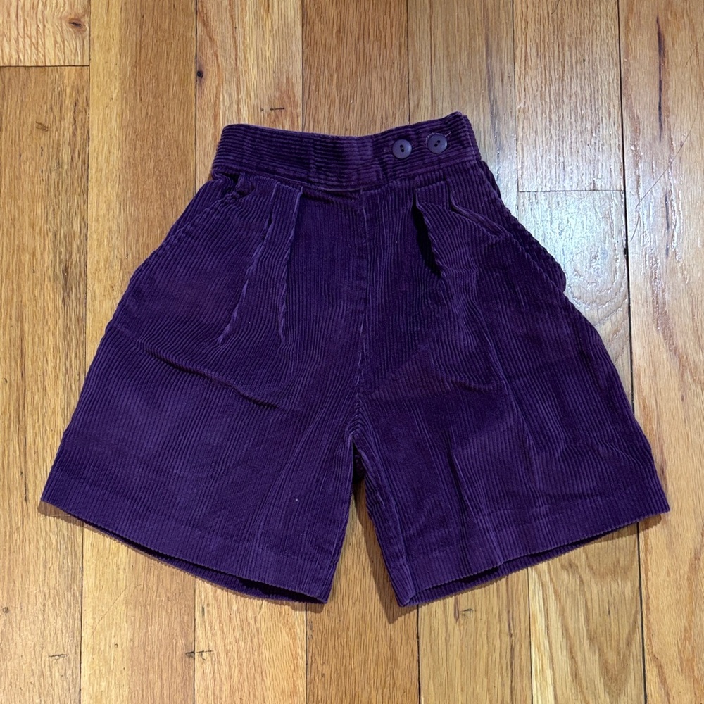 Vintage 1990s Lands’ End‎ Girls Purple Corduroy Shorts with Pockets